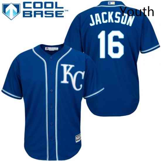 Youth Majestic Kansas City Royals 16 Bo Jackson Authentic Blue Alternate 2 Cool Base MLB Jersey